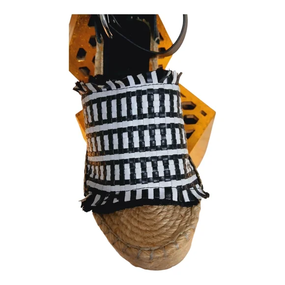 Marc Fisher Black and White Espadrille Wedges - Picture 3 of 5